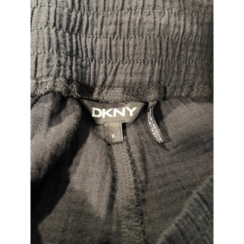 DKNY Black Gauze Wide Leg Cropped Pants Women's Size XL Elastic Waist - Picture 9 of 10